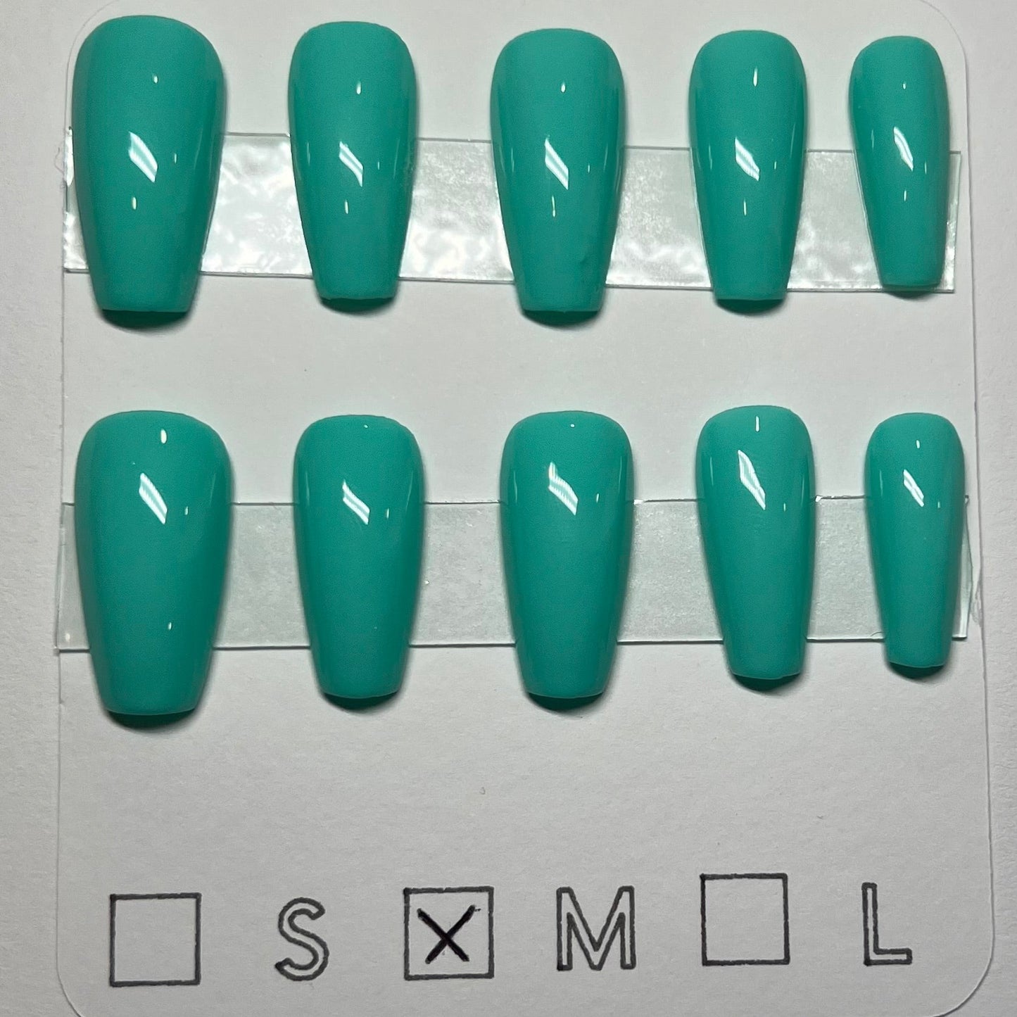 "Teal Temptation" Bright Teal Press-On Nails | Medium Coffin Size Medium