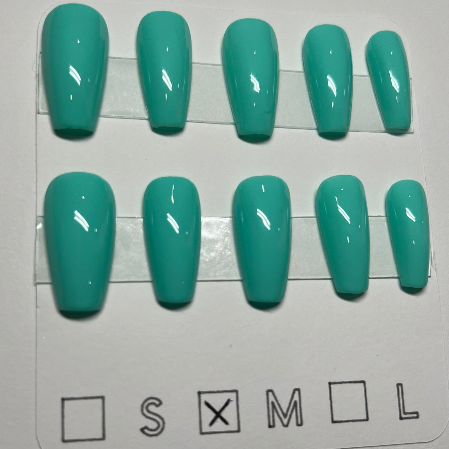 "Teal Temptation" Bright Teal Press-On Nails | Medium Coffin Size Medium