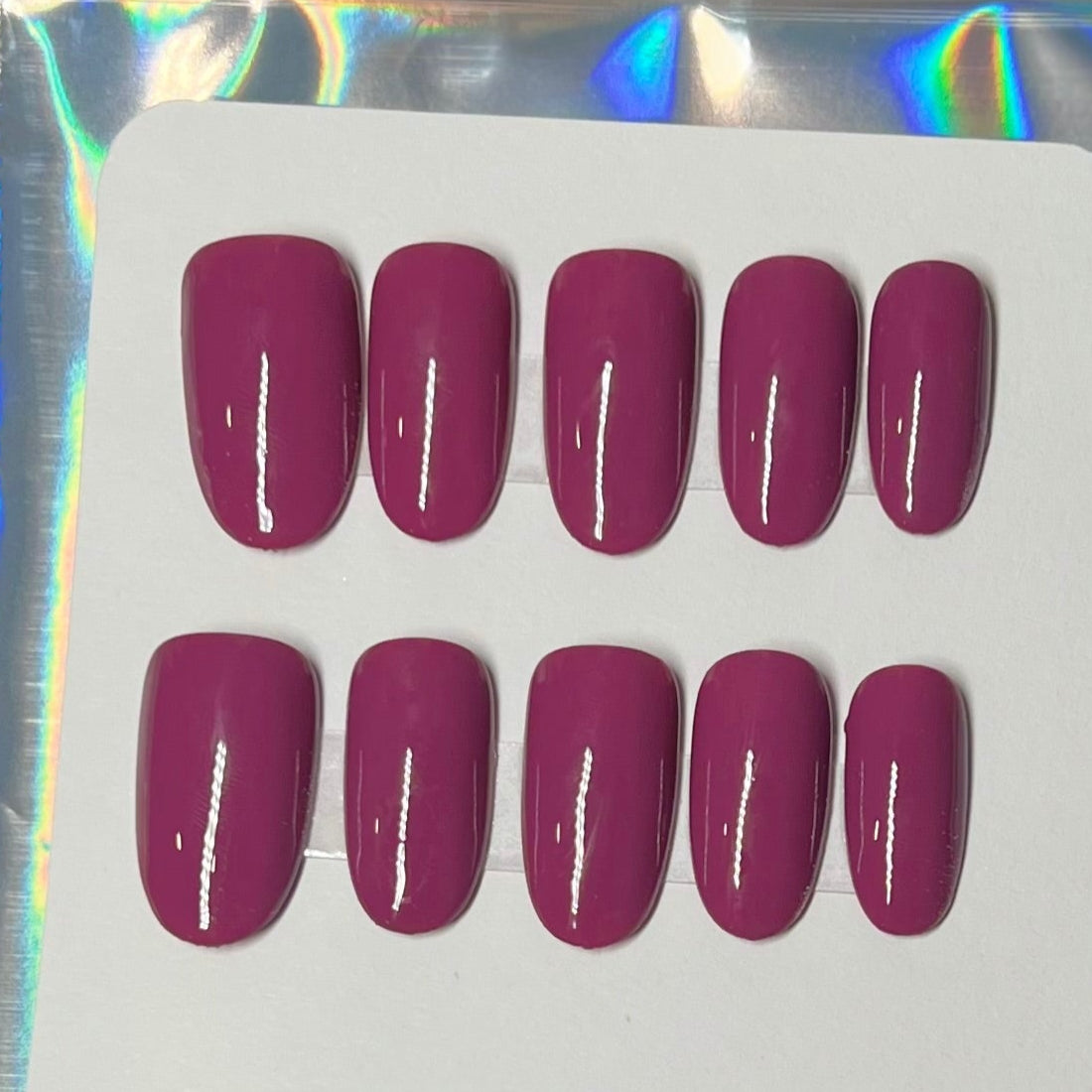 "Velvet Nights" Maroon Press-On Nails | Medium Round Size Medium