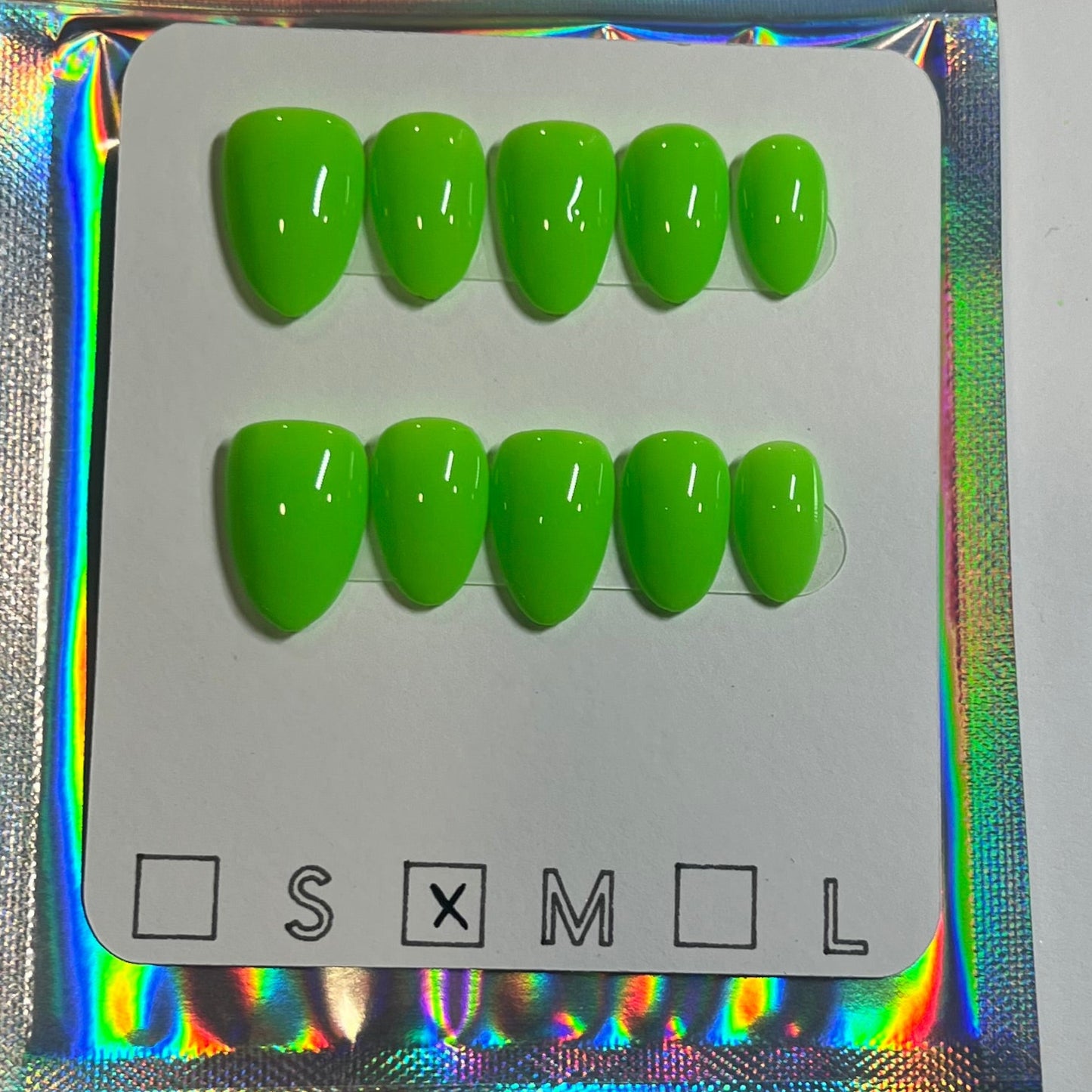 "Electric Lime" Neon Green Press-On Nails | Short Almond Size Medium
