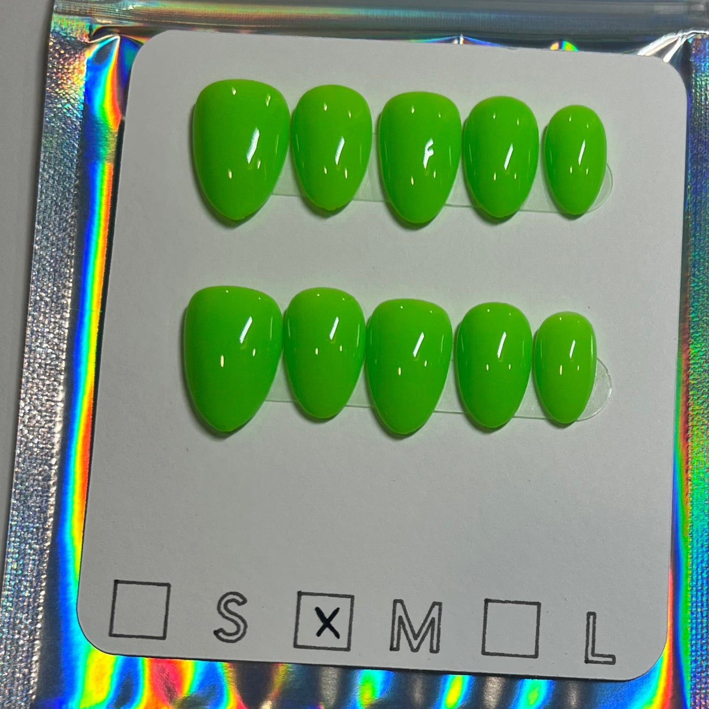 "Electric Lime" Neon Green Press-On Nails | Short Almond Size Medium