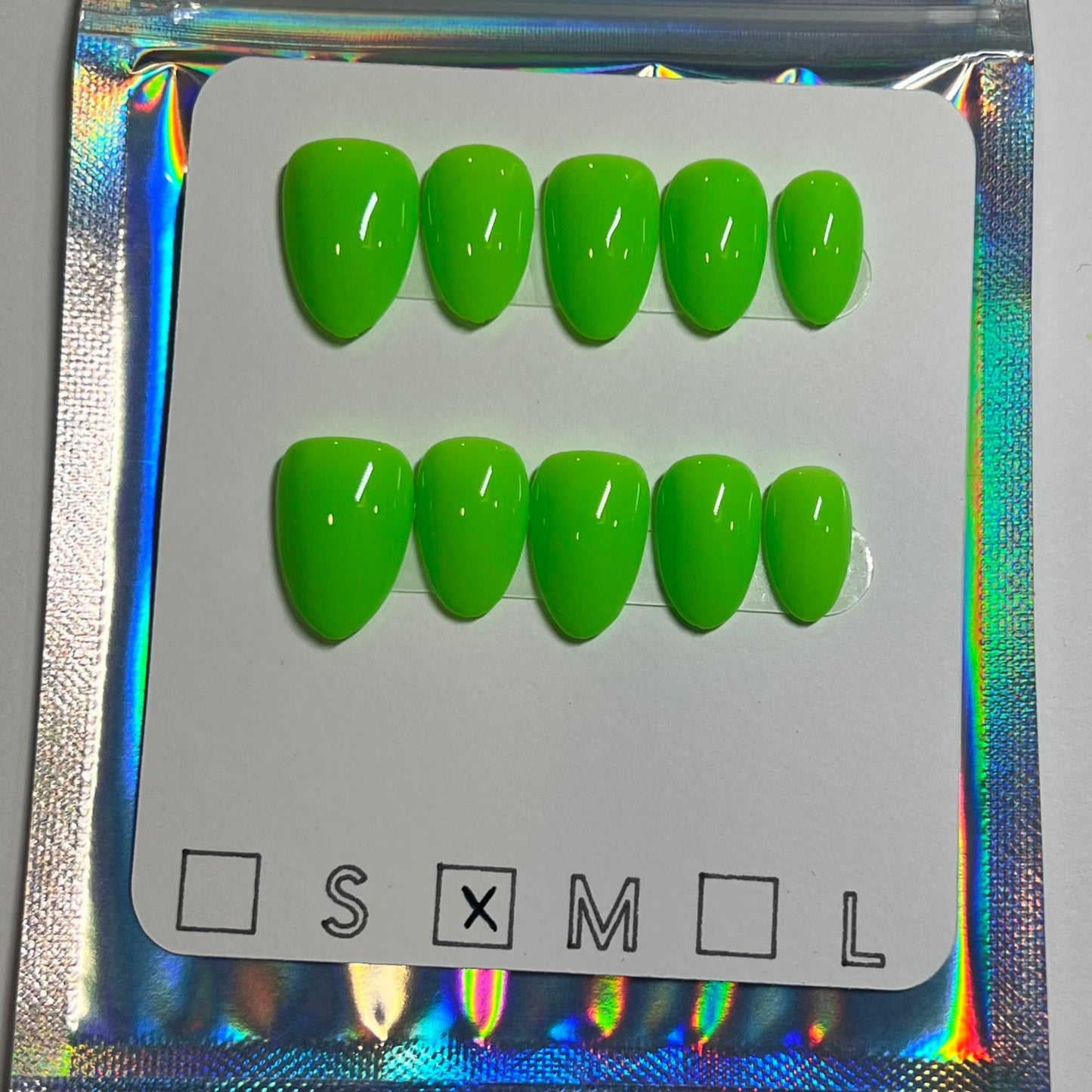 "Electric Lime" Neon Green Press-On Nails | Short Almond Size Medium