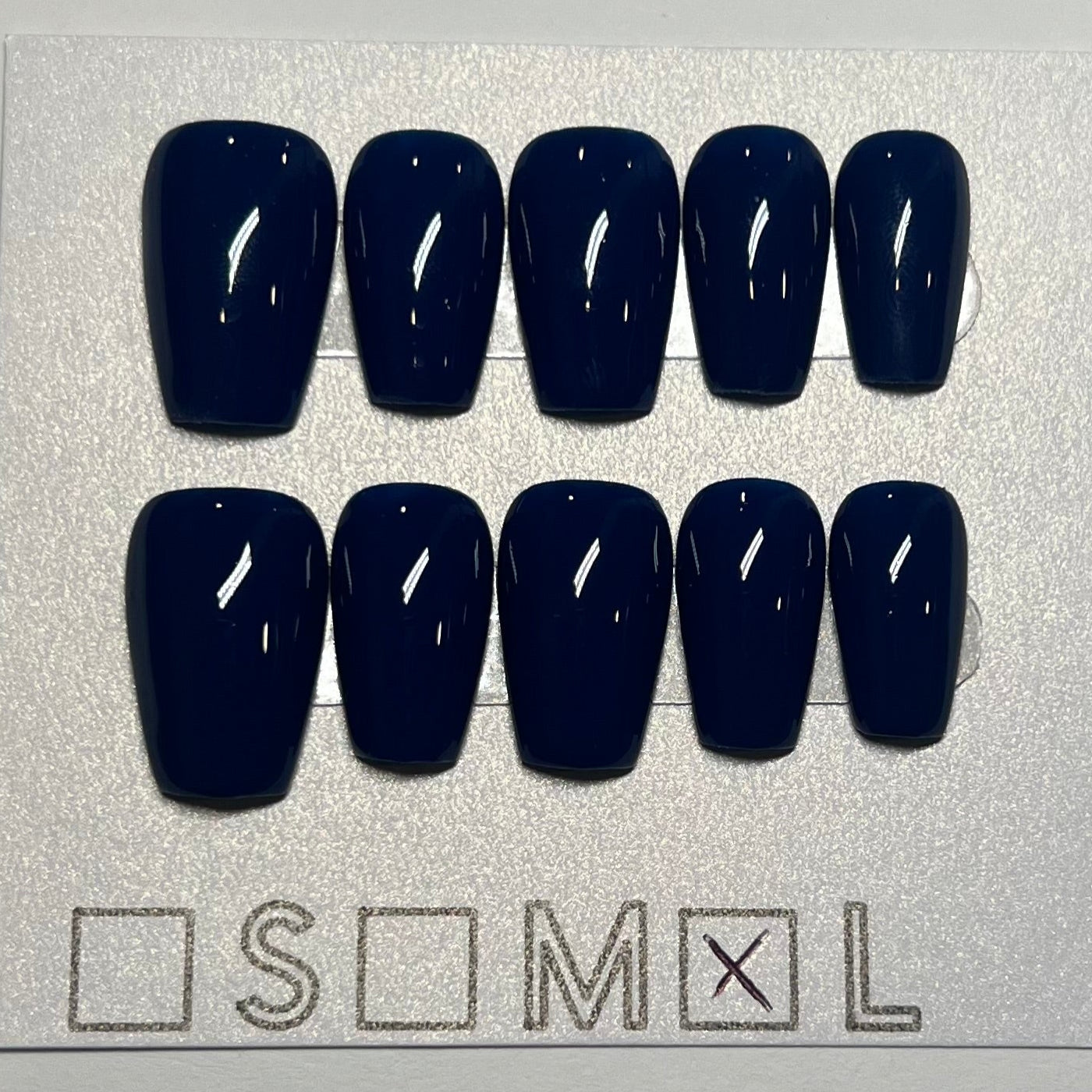 "Deep Sea Dream" Navy Blue Press-On Nails | Short Coffin Size Large