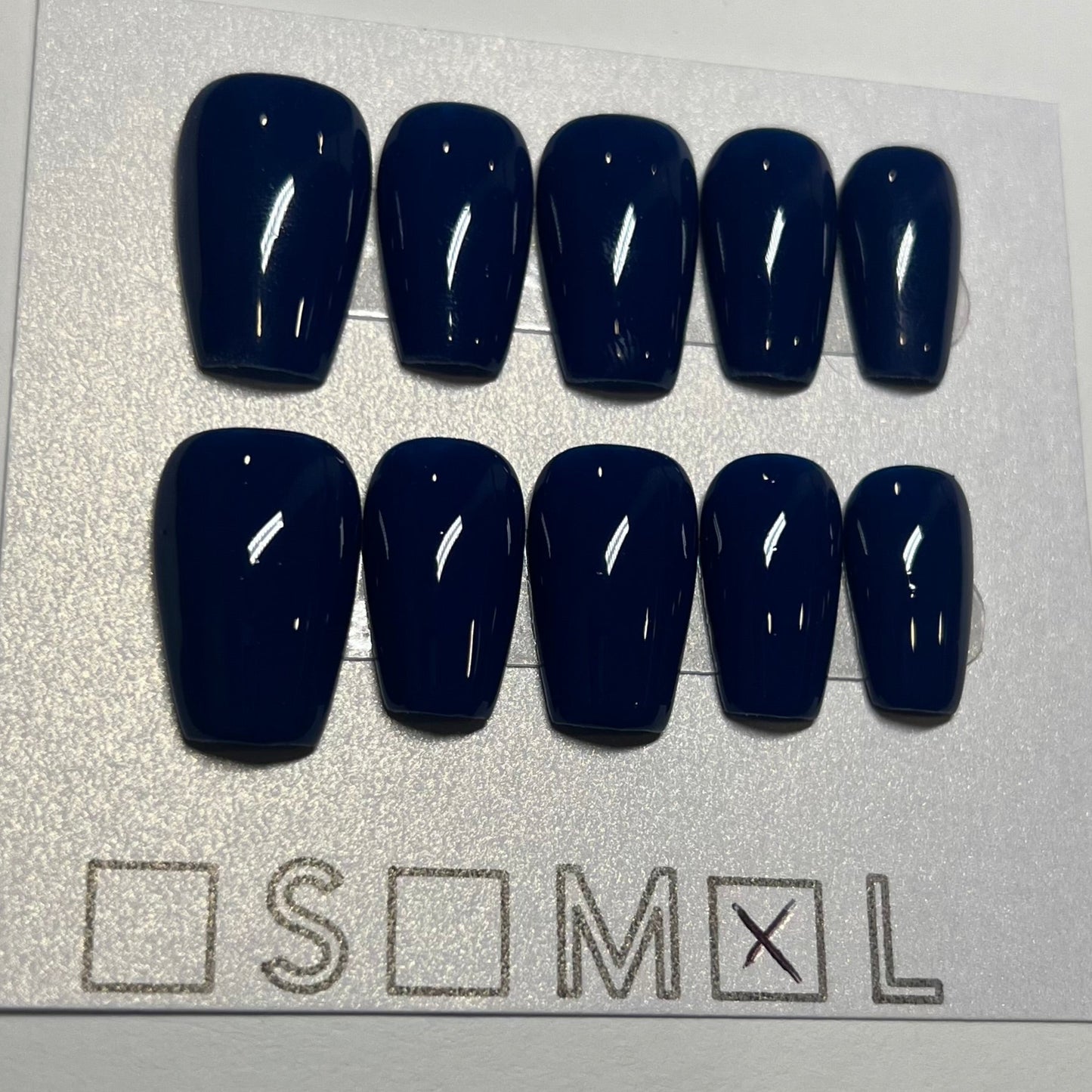 "Deep Sea Dream" Navy Blue Press-On Nails | Short Coffin Size Large