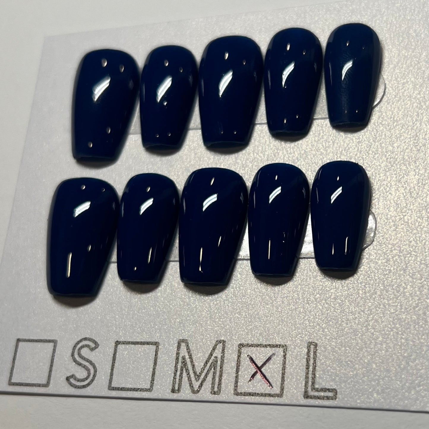 "Deep Sea Dream" Navy Blue Press-On Nails | Short Coffin Size Large