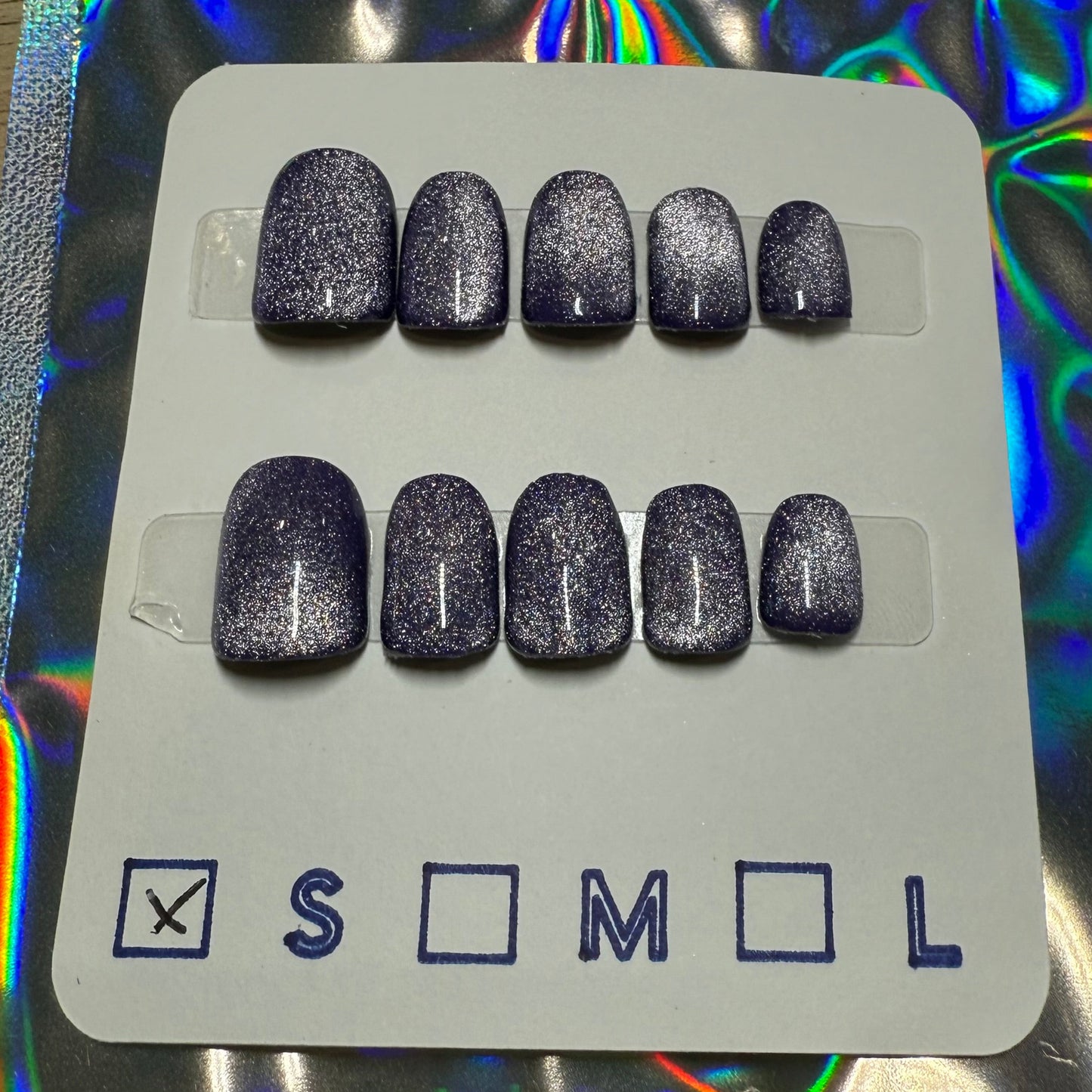 Fabulous Purple Cat-Eye Press-On Nails for Kids- Size Small