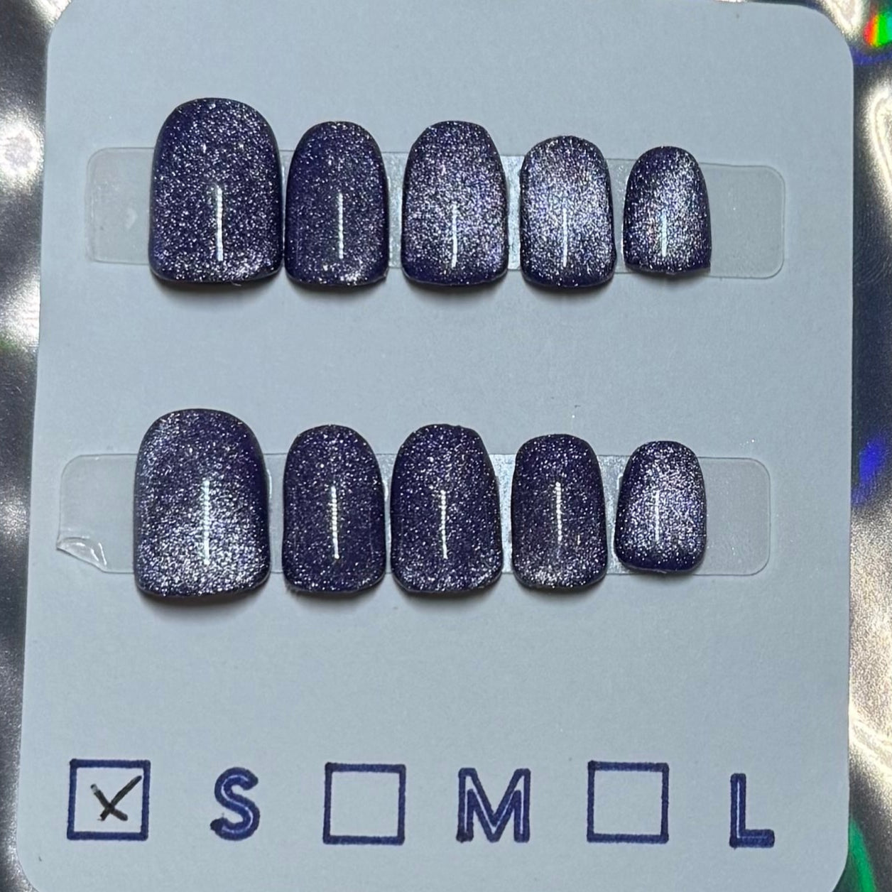 Fabulous Purple Cat-Eye Press-On Nails for Kids- Size Small