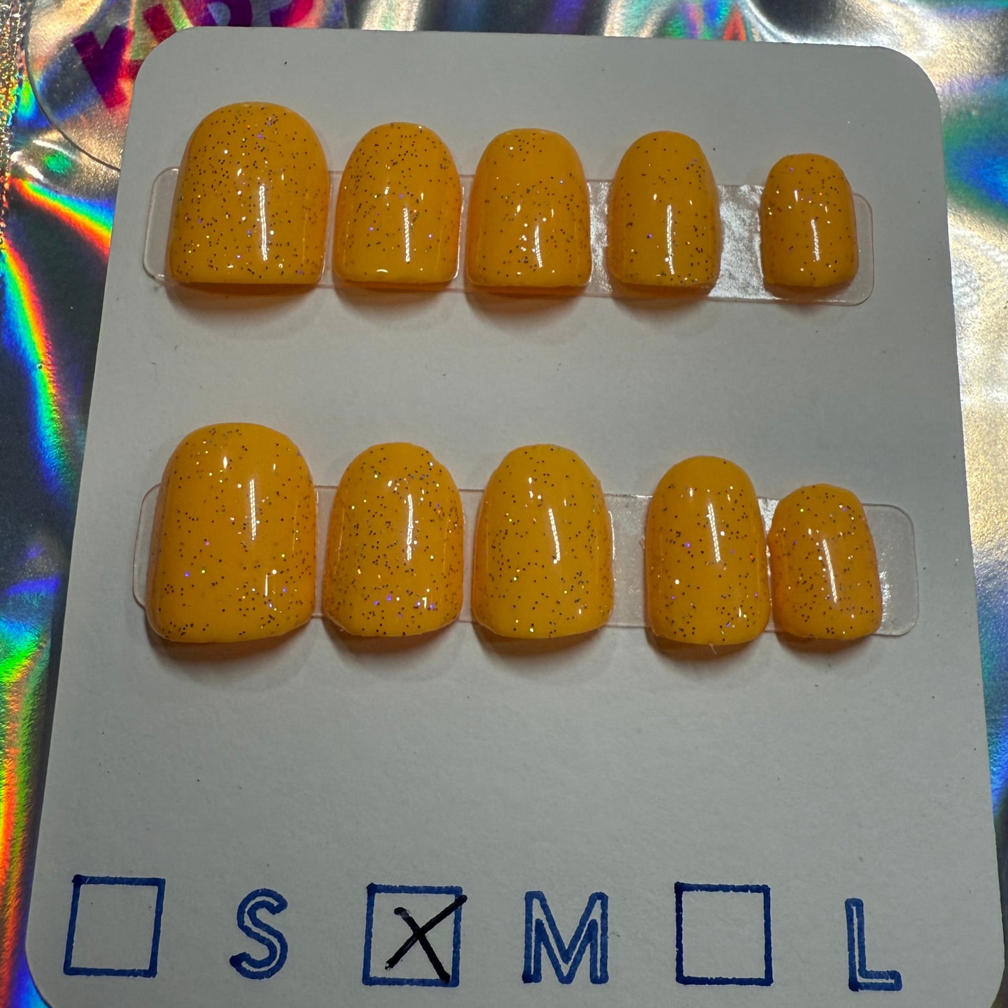 Sparkling Yellow Nails for Kids size Medium