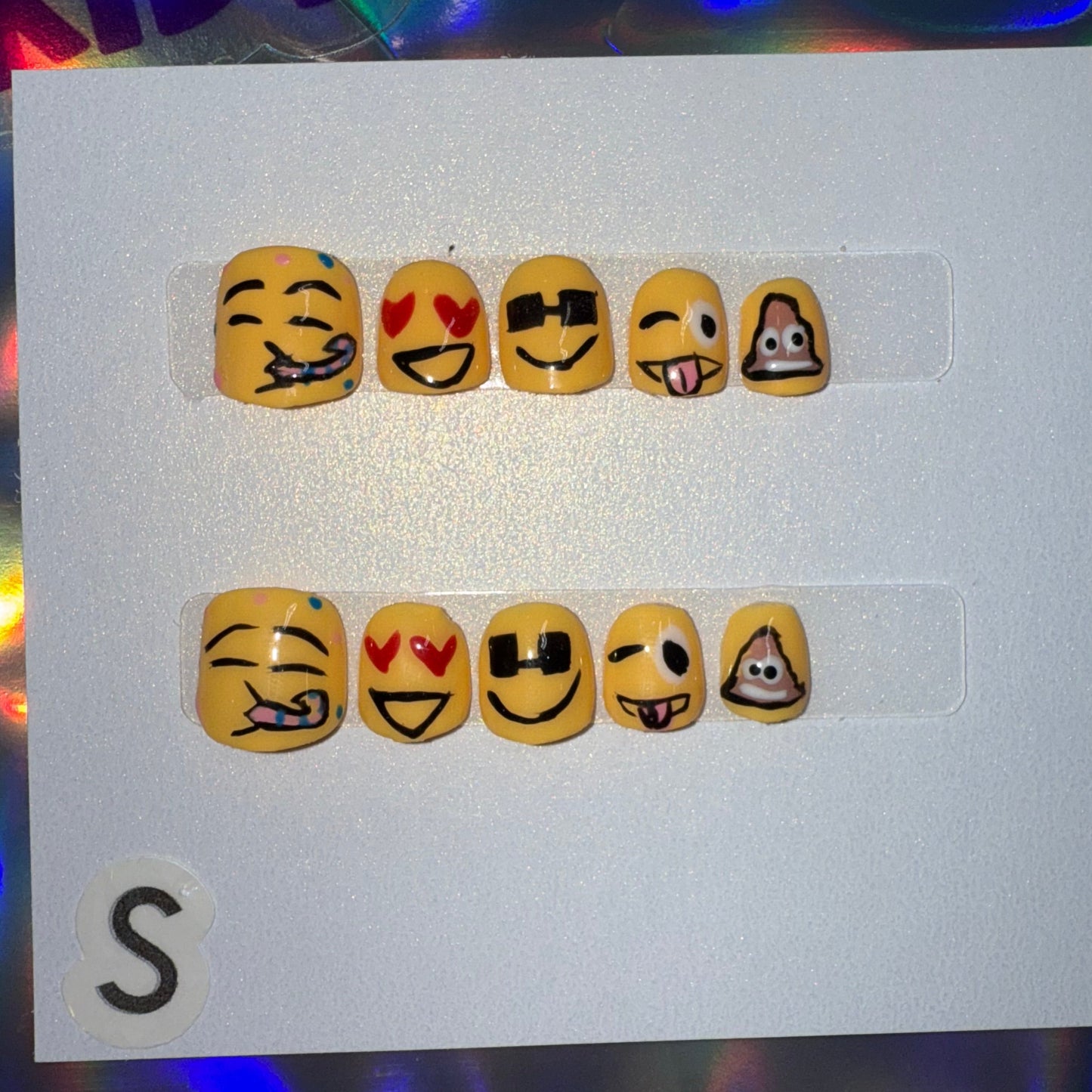 "Emoji Mania" Kids Emoji Press-On Nails | Size Small