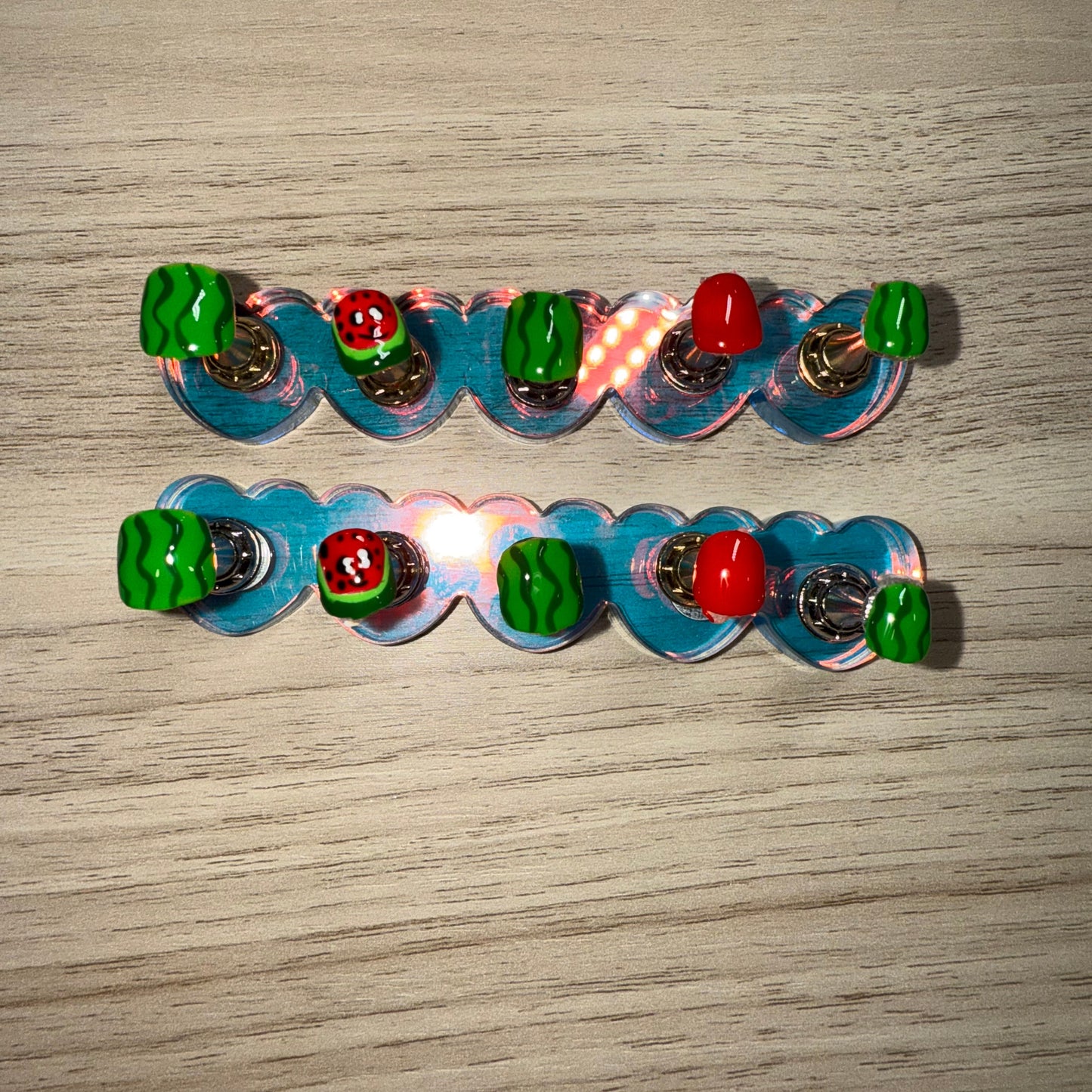"Melon Mania" Kids Watermelon & Wavy Green Press-On Nails |Size Large