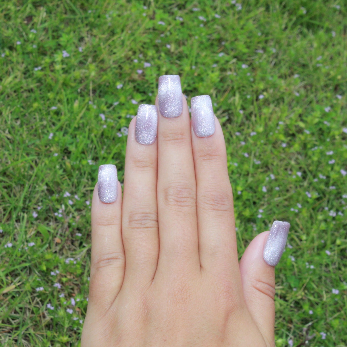 "Desert Mirage" Tan Cat Eye Press-On Nails | Short Square Size Small