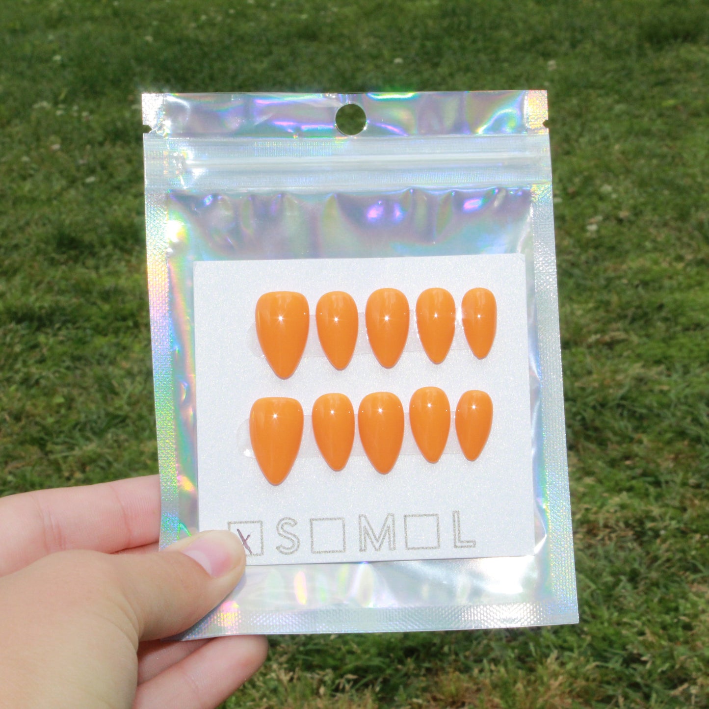 "Tangerine Dream" Orange Press-On Nails | Short Almond Size Small