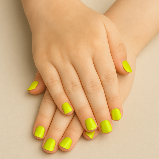 Electric Yellow - Kids' Press-On Nails (Size Large)