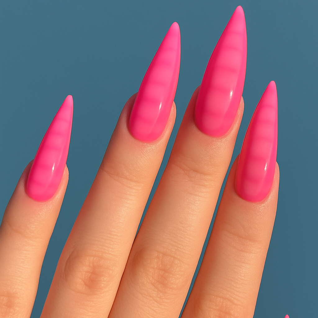 Bold Bloom Energy Pink Blooming Gel Press-On Nails | Long Stiletto  Size Large