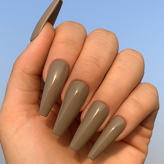 Stormy Skies Dark Gray Press-On Nails | Long Coffin