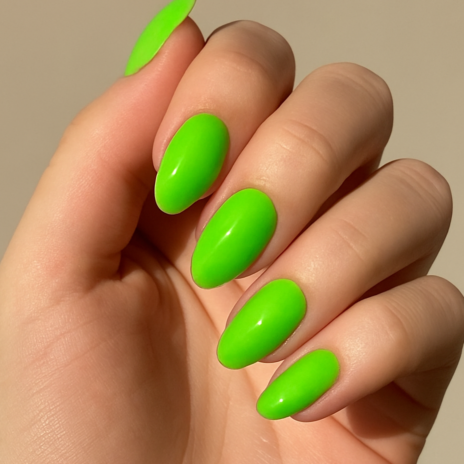 "Electric Lime" Neon Green Press-On Nails | Short Almond Size Medium