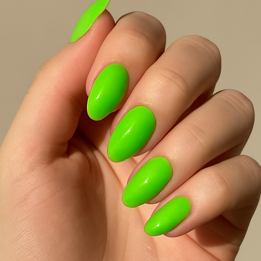 "Electric Lime" Neon Green Press-On Nails | Short Almond Size Medium