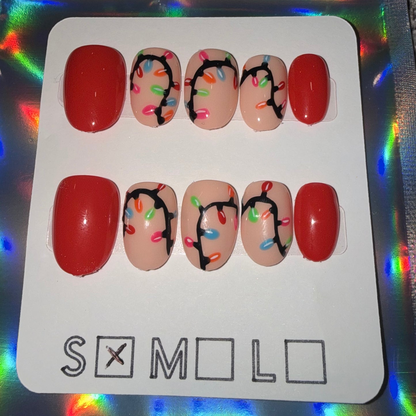 Merry & Bright Christmas Lights Press-On Nails