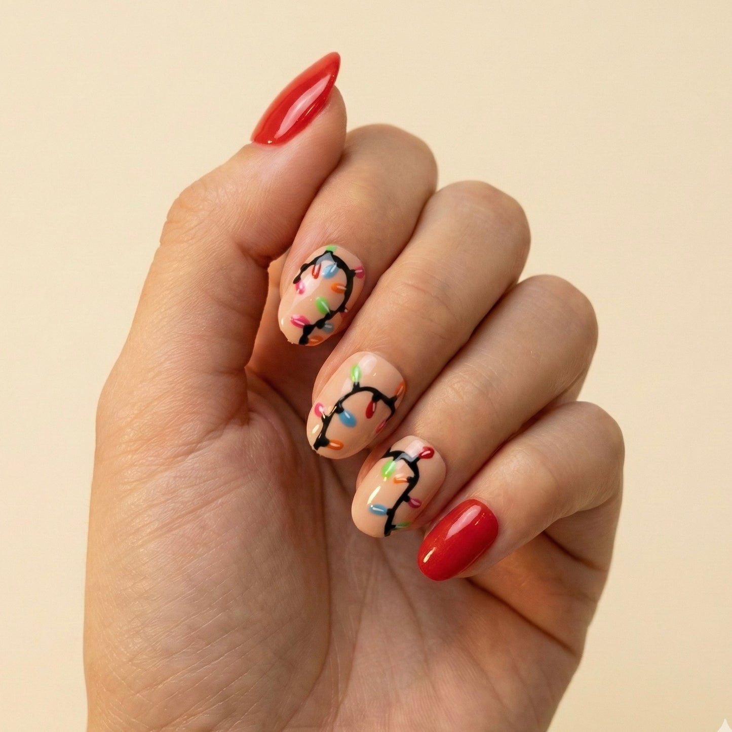 Merry & Bright Christmas Lights Press-On Nails