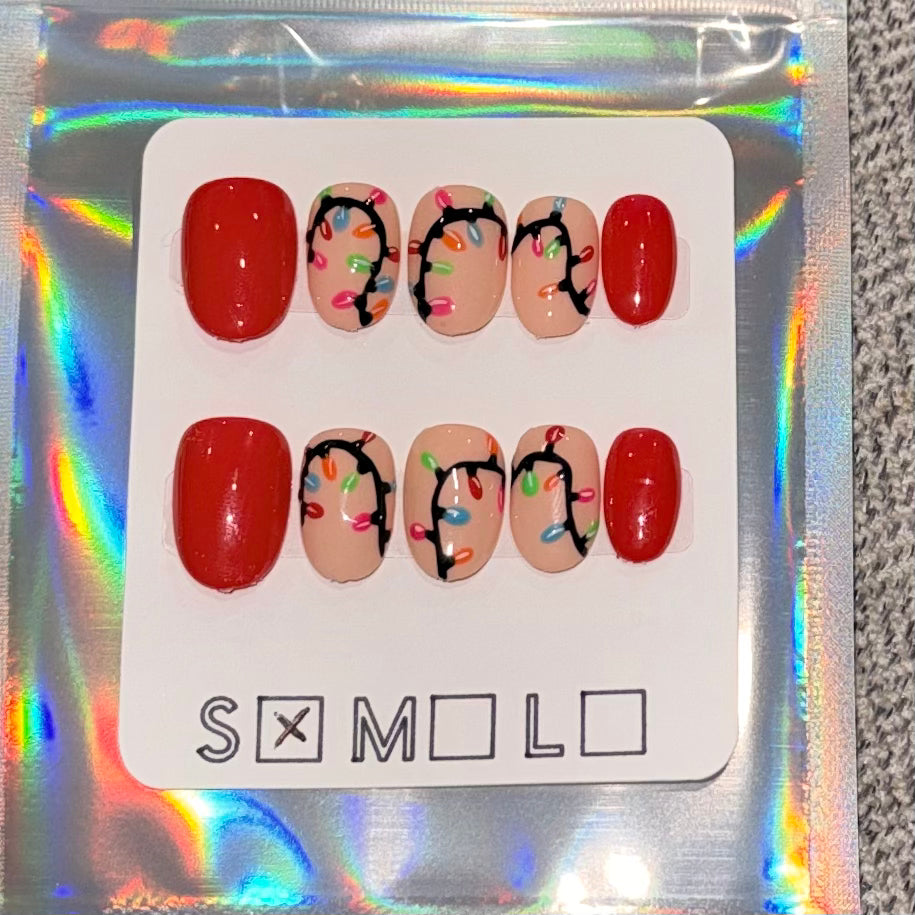 Merry & Bright Christmas Lights Press-On Nails