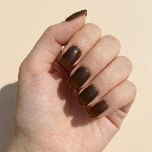 Rich Chocolate Brown Press-On Nails – Short Square