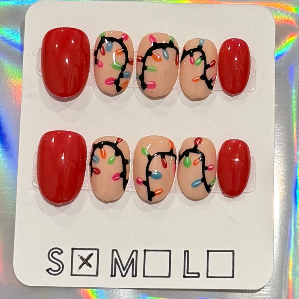 Merry & Bright Christmas Lights Press-On Nails