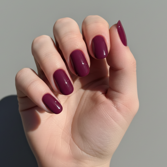 "Velvet Nights" Maroon Press-On Nails | Medium Round Size Medium