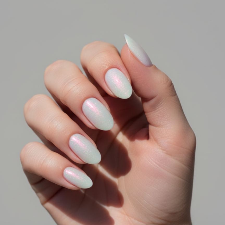 Icy Chic Red Chrome White Press-On Nails | Extra Short Almond Size Large