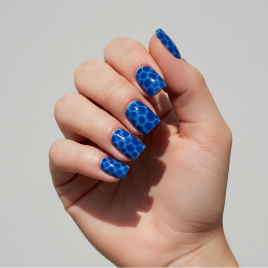 Blue Bloom Bright & Light Blue Blooming Gel Press-On Nails | Extra Short Square Size Large