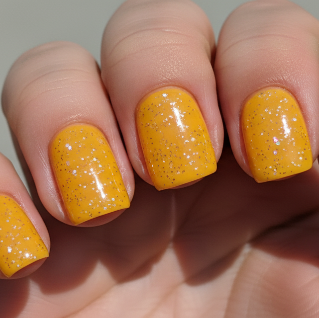 Sparkling Yellow Nails for Kids size Medium