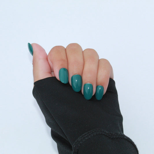 "Emerald Envy" Dark Hunter Green Press-On Nails | Short Round Size Small