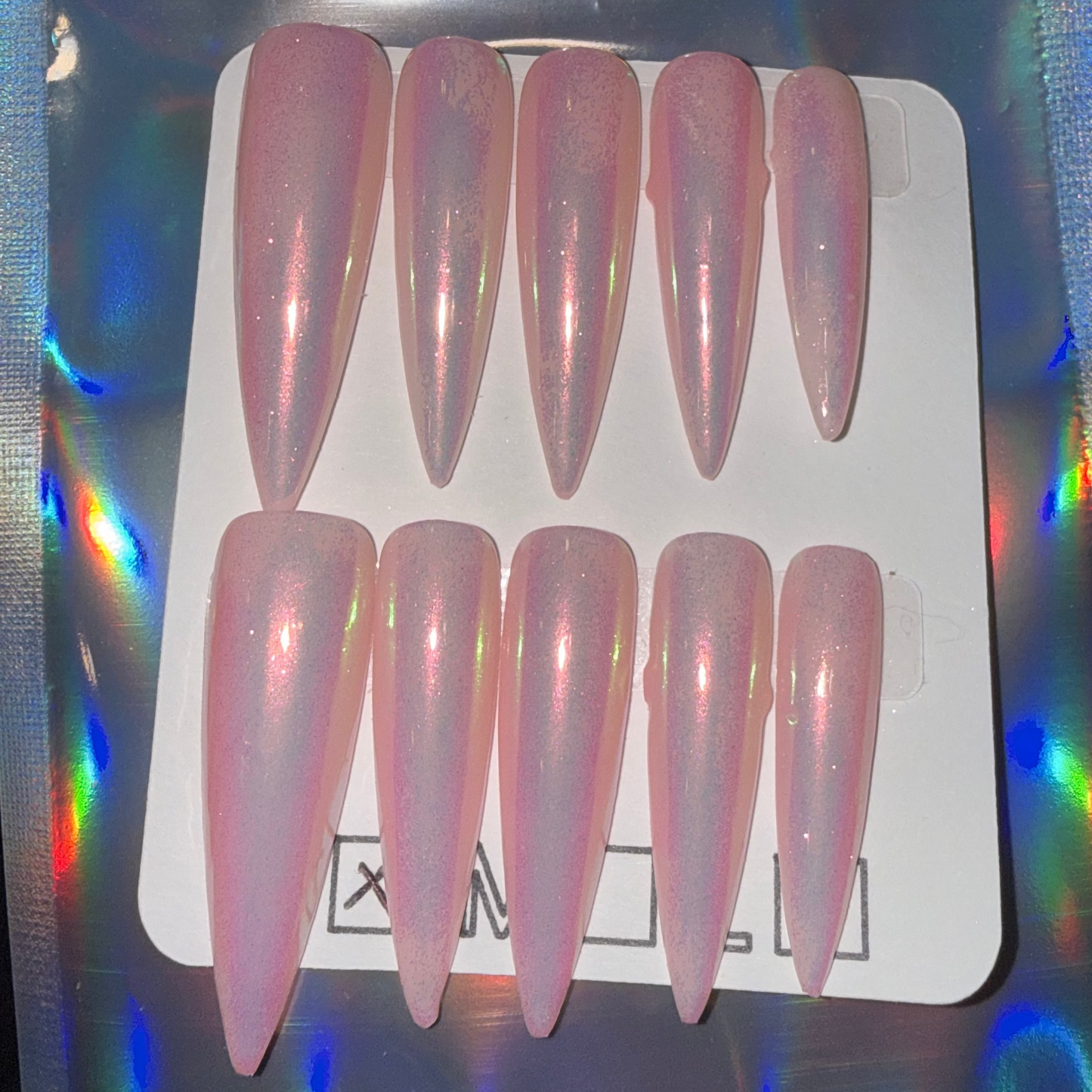 Pink Mermaid Chrome Press-On Nails – Extra Long Stiletto