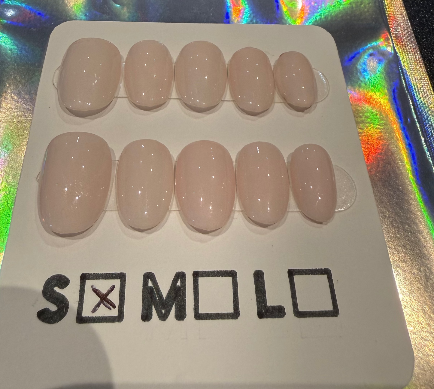 Classic Milky Nude Press-On Nails – Short Round