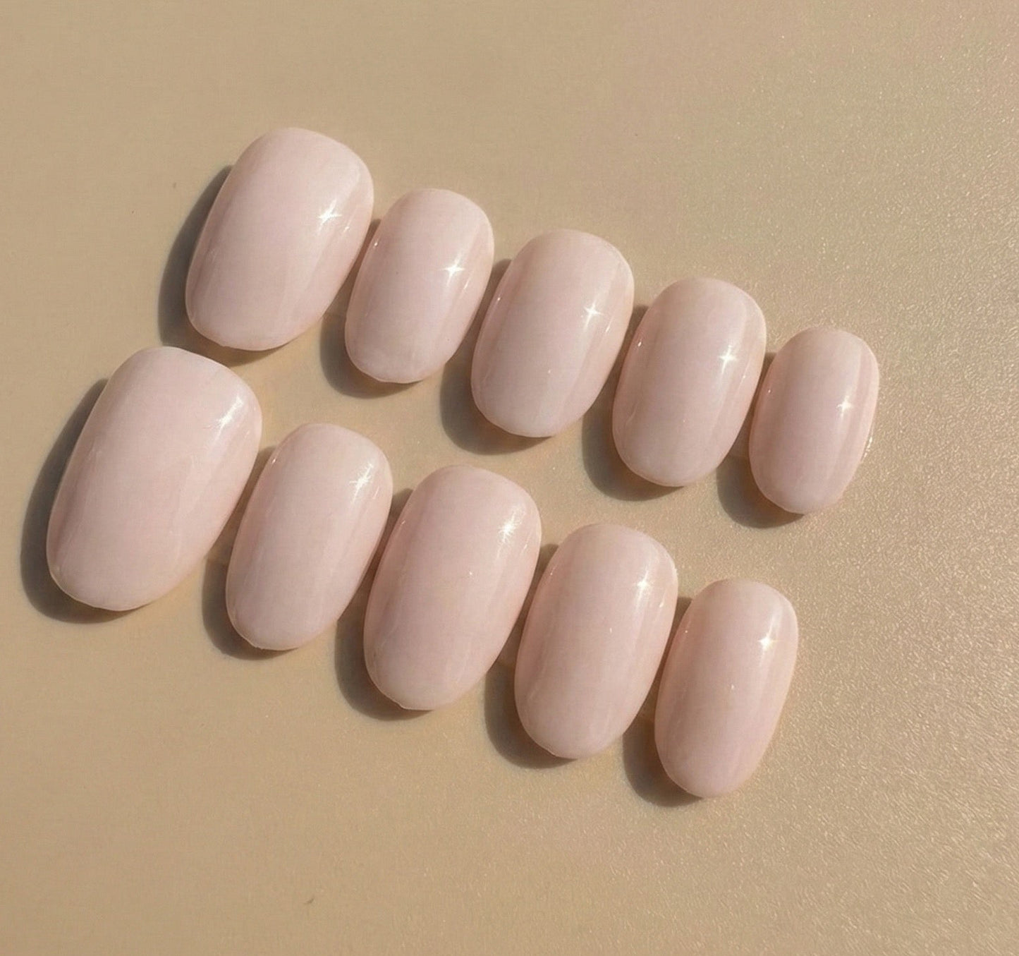 Classic Milky Nude Press-On Nails – Short Round
