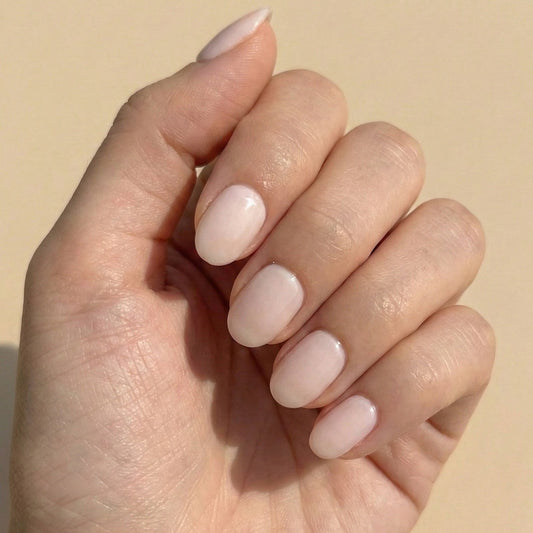 Classic Milky Nude Press-On Nails – Short Round