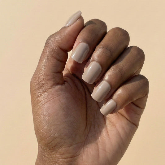 Glossy Warm Taupe Press-On Nails – Short Square