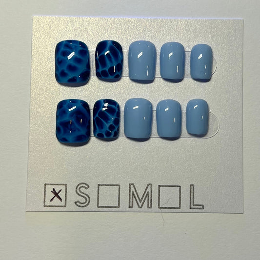 Serene Blue Bloom- Extra Short Square