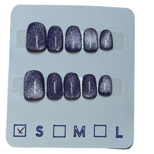 Fabulous Purple Cat-Eye Press-On Nails for Kids- Size Small