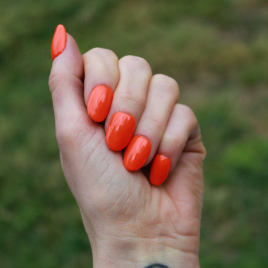 "Sunshine Pop" Bright Orange Press-On Nails | Short Round Size Medium