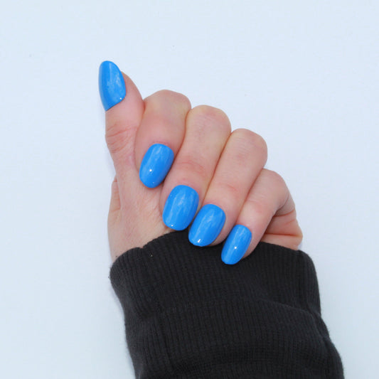 "Ocean Serenity" Solid Blue Press-On Nails | Short Round Size Medium