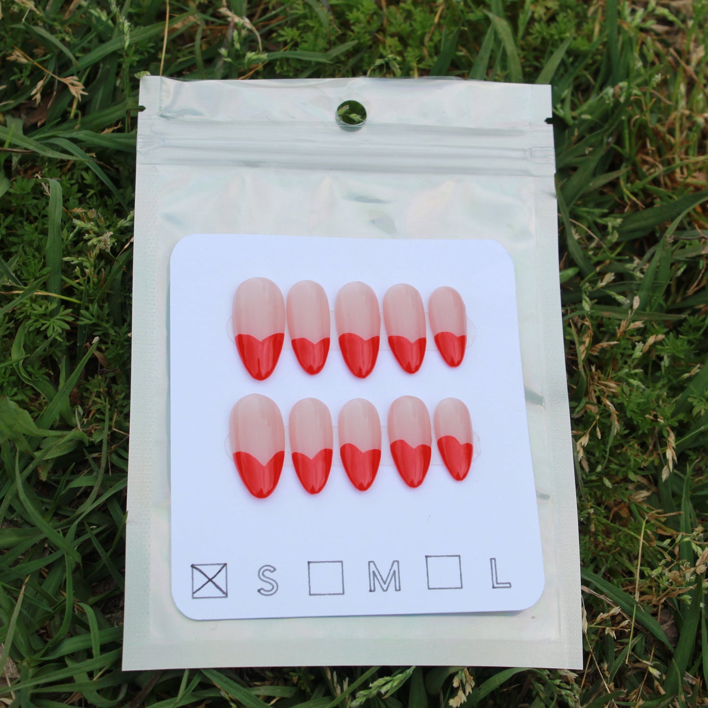 Red Heart French Tip Medium Almond (Size Small)- CLEARANCE