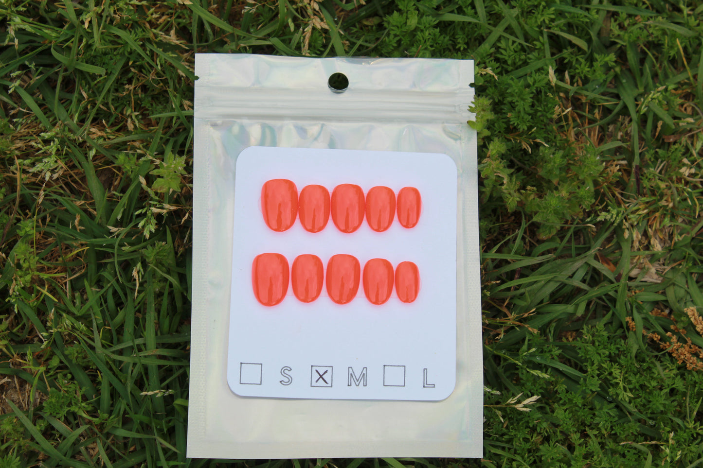 "Sunshine Pop" Bright Orange Press-On Nails | Short Round Size Medium