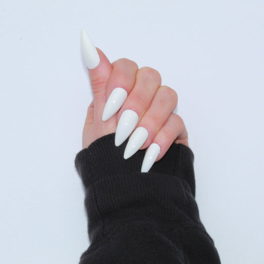 "Pure Elegance" White Press-On Nails | Medium Stiletto Size Small
